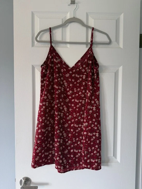 SHEIN Burgundy Floral Mini Dress - Picture 2 of 2